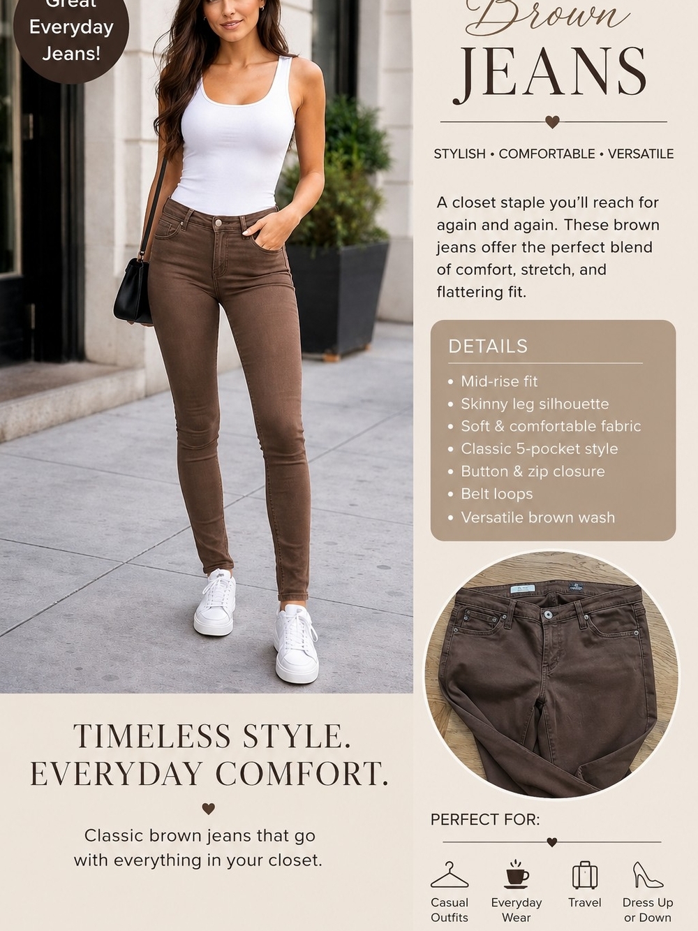 Ag Adriano Goldschmied Brown Skinny Mid-Rise Jeans